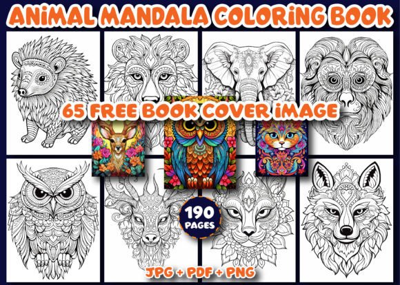 190 Adults Animal Mandala Coloring Book