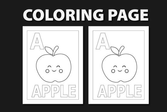 A for Apple Kids Coloring Page
