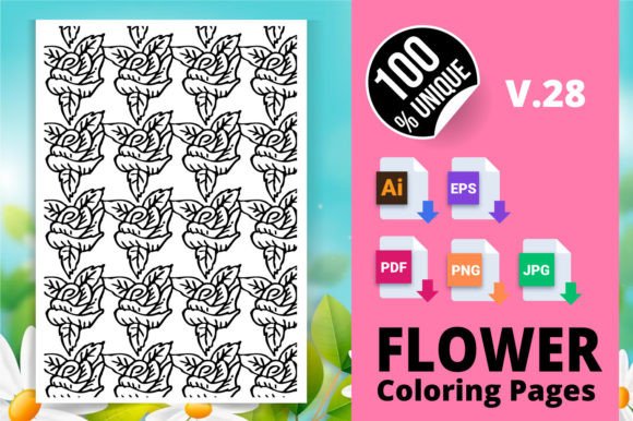 Flower Coloring Page Books V.28: A Creative Resource for All Ages