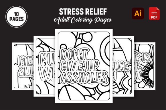 Stress Relief Adult Coloring Pages V61 and KDP Interior Bundle for Adults