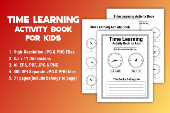 Time Learning Activity Book for Kids
