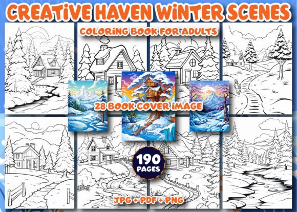 Winter Scenes Coloring Book for Adults